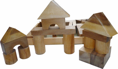 Toys Natural Wood Blocks 34 Pcs