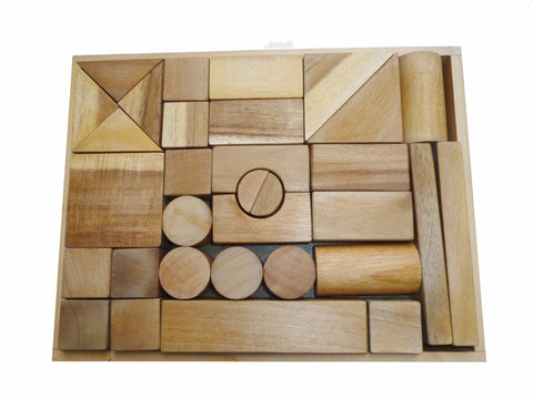 Natural Wood Blocks 34 Pcs