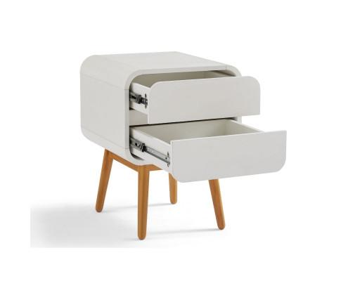 Bedroom Night Stand with Push to Open Drawers-White