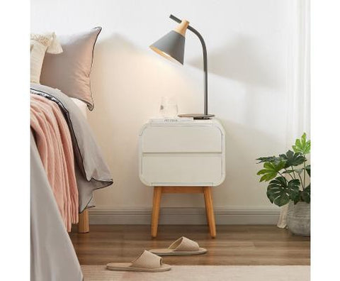 Bedroom Night Stand with Push to Open Drawers-White