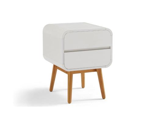 Bedroom Night Stand with Push to Open Drawers-White