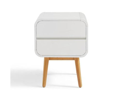 Night Stand with Push to Open Drawers-White