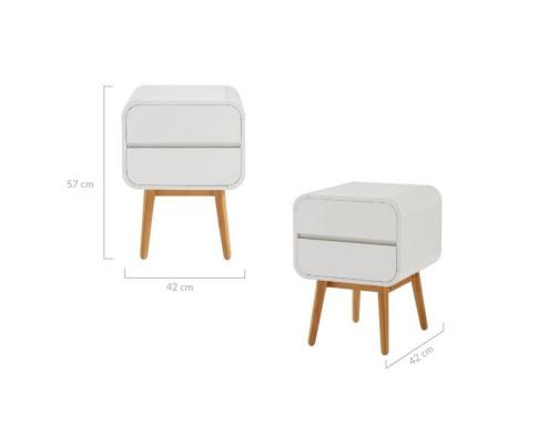 Bedroom Night Stand with Push to Open Drawers-White