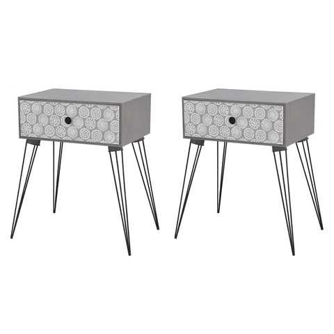 Nightstands with Drawer 2 pcs Grey