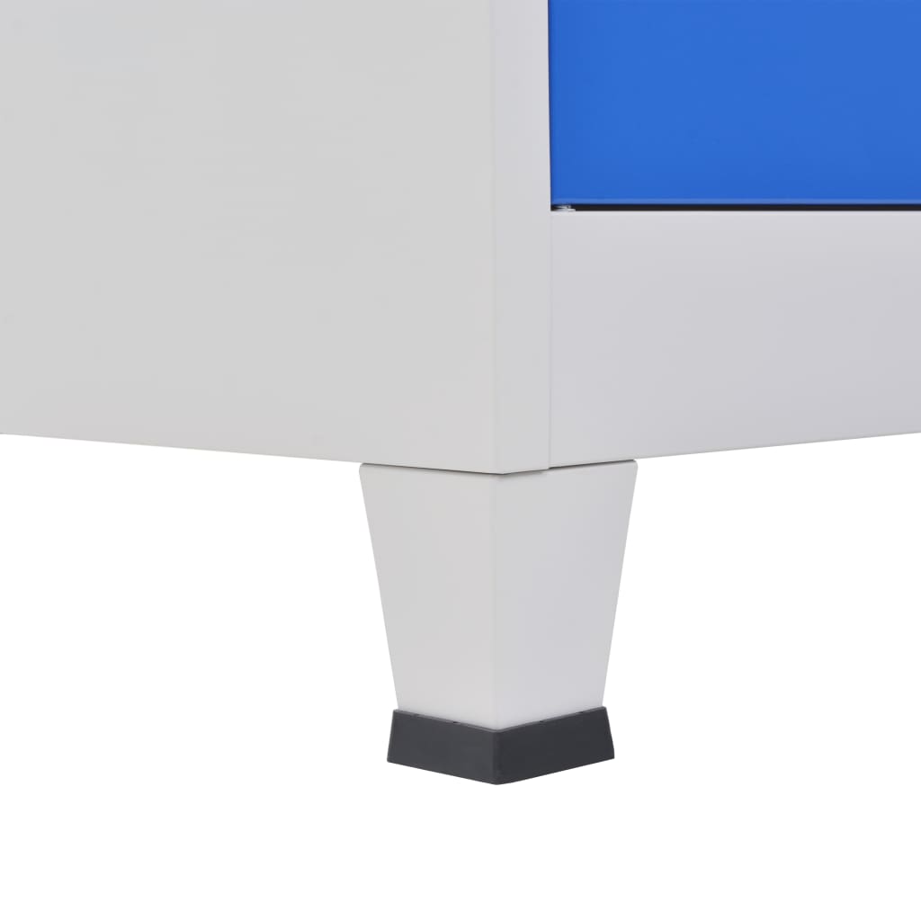 Office Cabinet with 4 Doors Metal 90x40x180 cm Grey and Blue