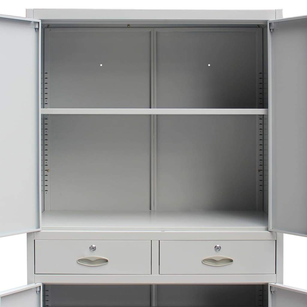 vidaxl45- Office Cabinet with 4 Doors Steel 90x40x180 cm Grey