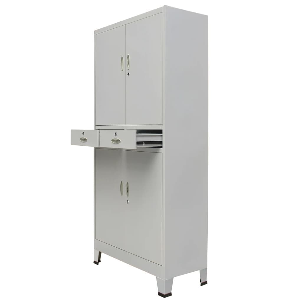 vidaxl45- Office Cabinet with 4 Doors Steel 90x40x180 cm Grey
