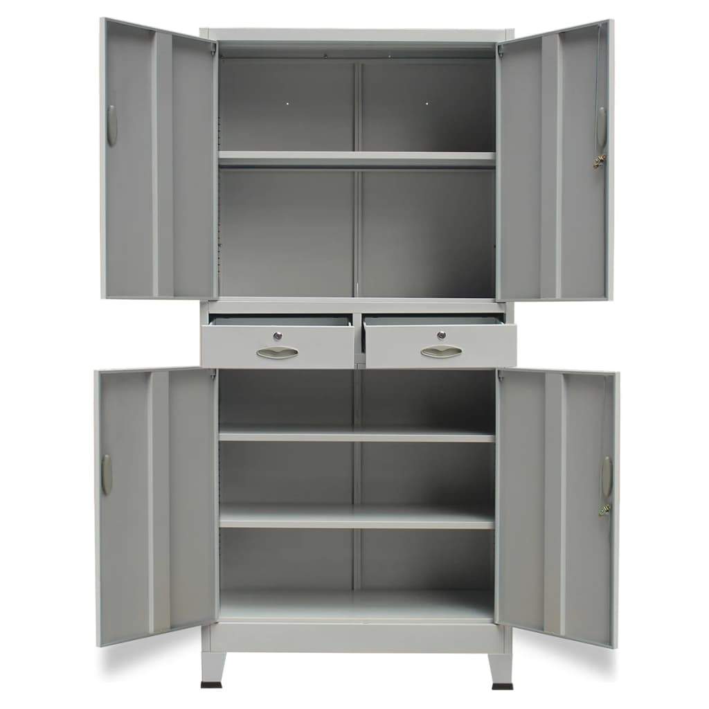 vidaxl45- Office Cabinet with 4 Doors Steel 90x40x180 cm Grey