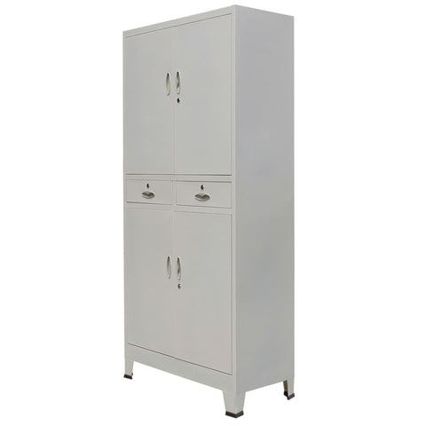 vidaxl45- Office Cabinet with 4 Doors Steel 90x40x180 cm Grey