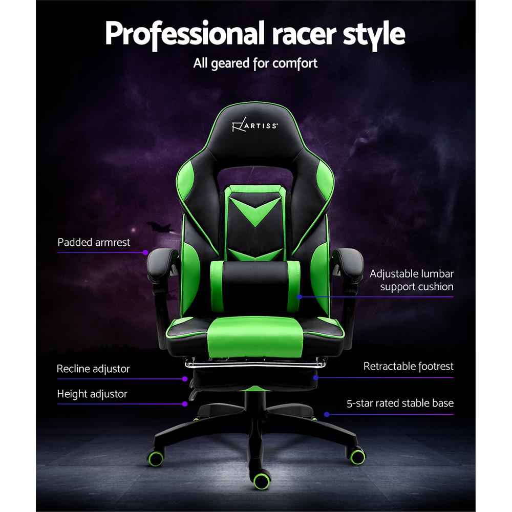 Fatherday-furniture Office Chair Computer Desk Gaming Chair Study Home Work Recliner Black Green