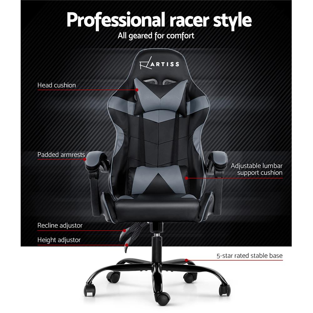 early sale simpledeal Office Chair Gaming Chair Computer Chairs Recliner PU Leather Seat Armrest Black Grey