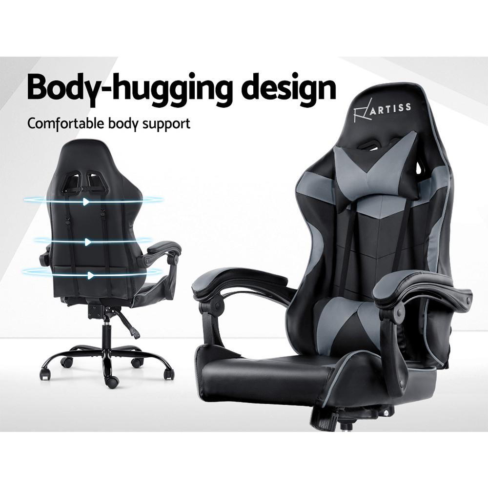 early sale simpledeal Office Chair Gaming Chair Computer Chairs Recliner PU Leather Seat Armrest Black Grey