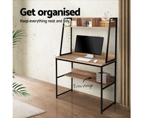 Office Computer Desk Study Table Workstation Bookshelf Storage Oak