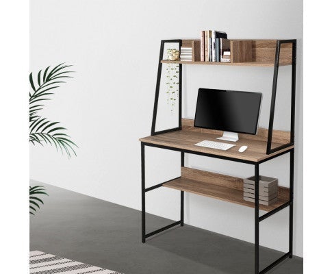 Office Computer Desk Study Table Workstation Bookshelf Storage Oak