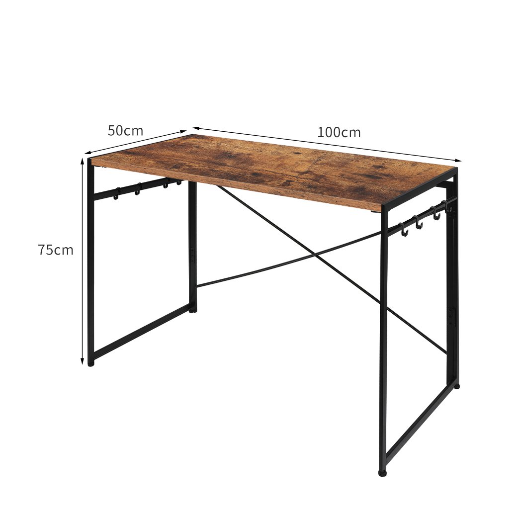 Office & Study Office Desk Computer Work Student Study Metal Foldable Home Table Oak