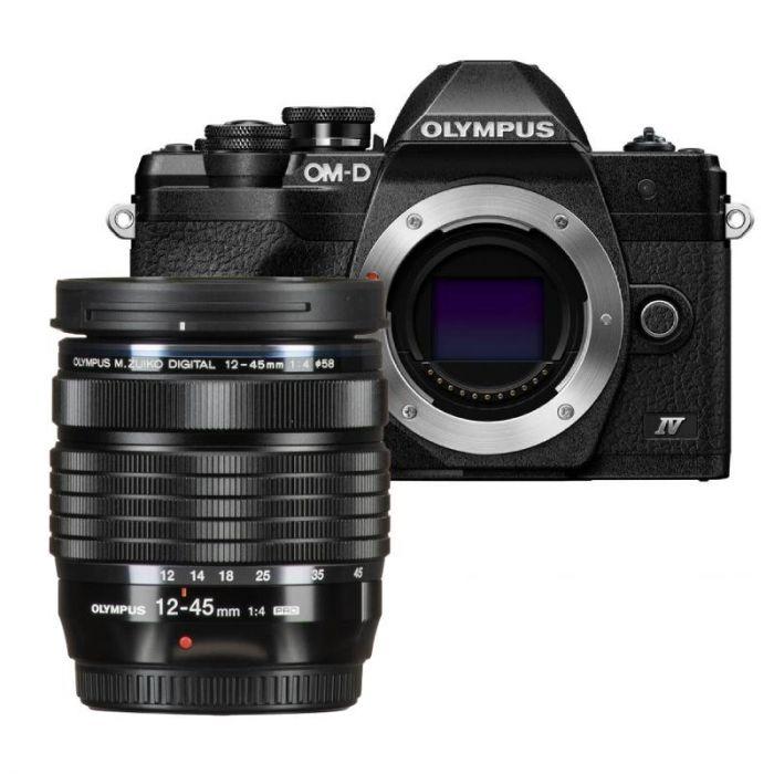 Olympus Mark IV/4 Black Camera with M.Zuiko Pro 12-45mm f/4.0 Lens