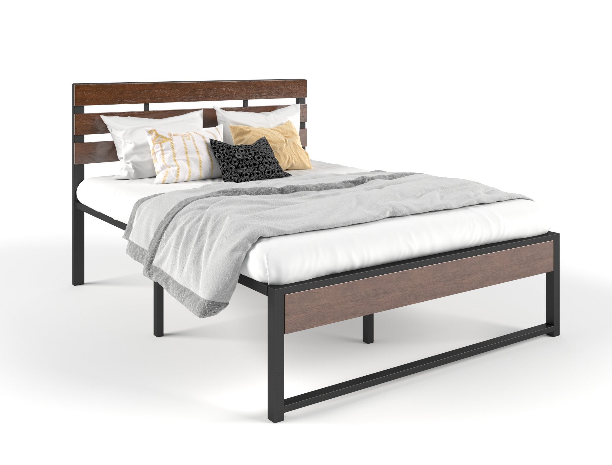 Furniture > Bedroom Ora Wooden and Metal Bed Frame Queen