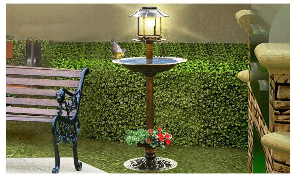 pet products Ornamental Solar Light Garden Bird Bath Feeder