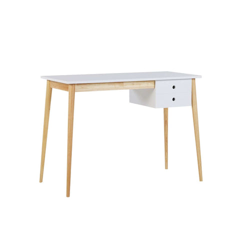 Oslo Desk with Drawer in White & Natural/Black & Natural