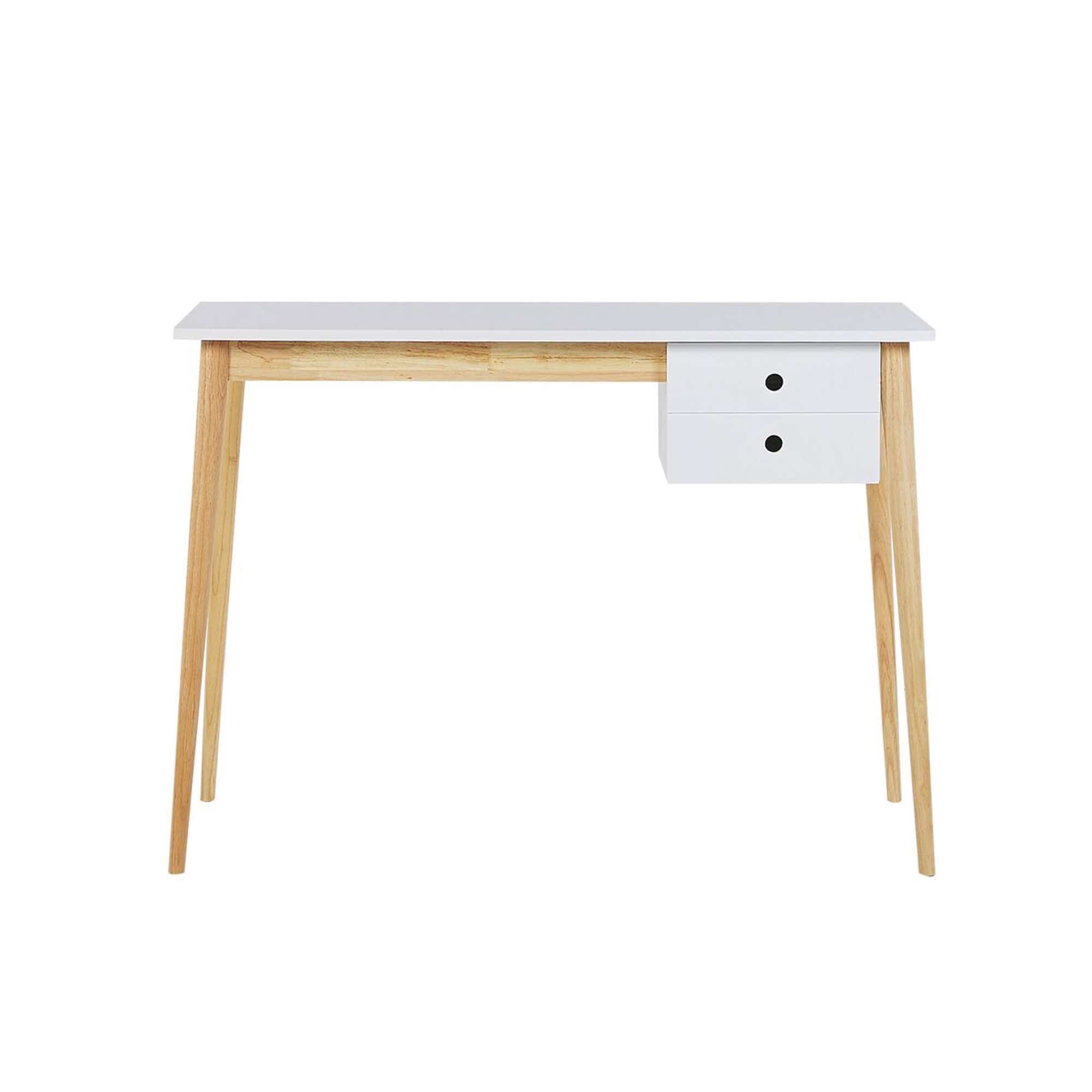 Oslo Desk with Drawer in White & Natural/Black & Natural