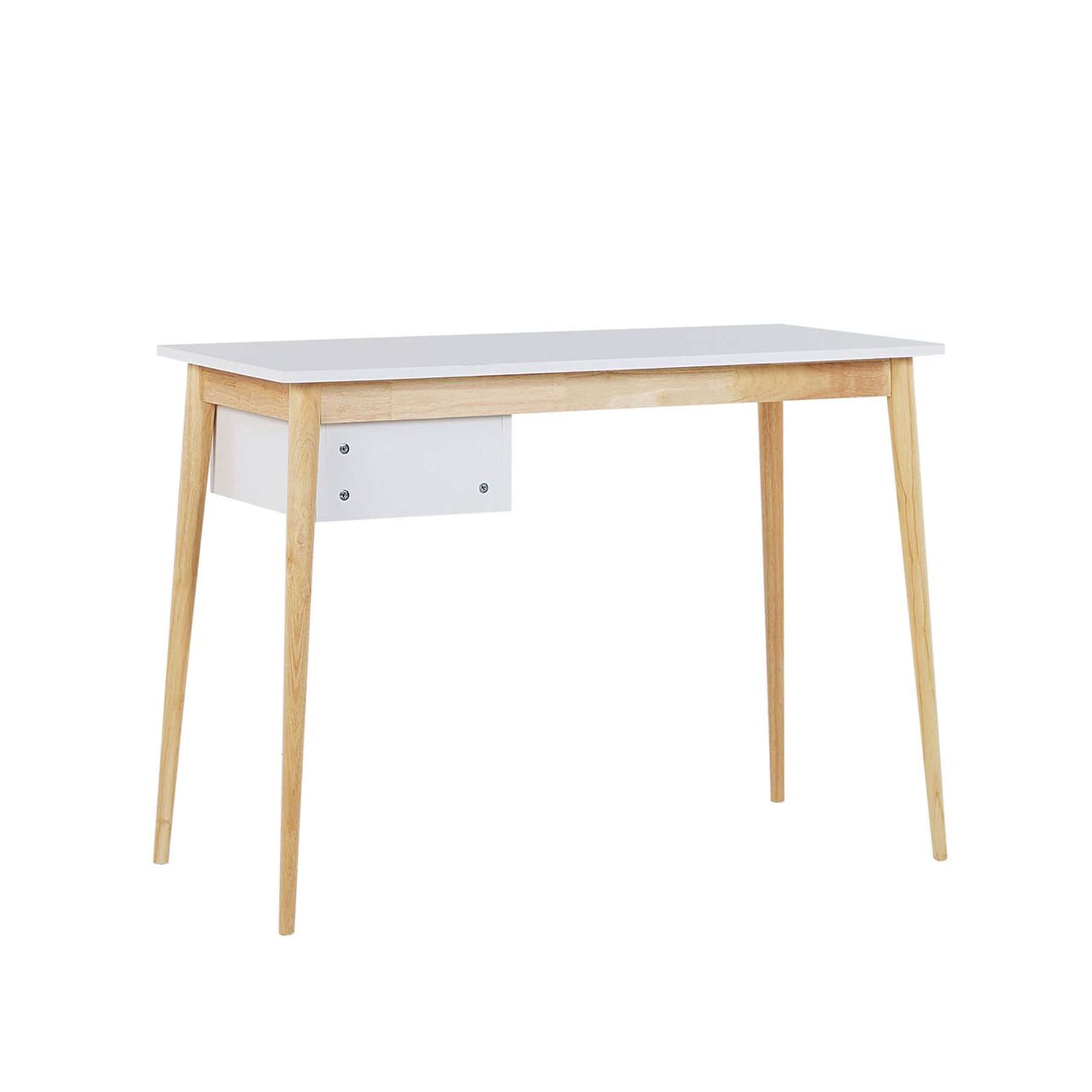 Oslo Desk with Drawer in White & Natural/Black & Natural