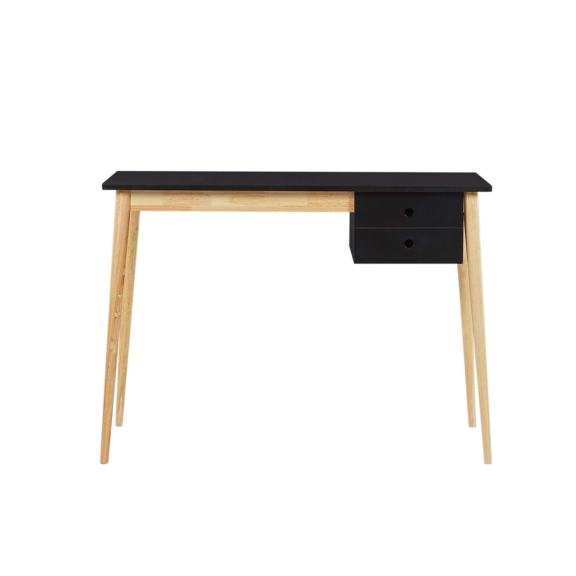 Oslo Desk with Drawer in White & Natural/Black & Natural