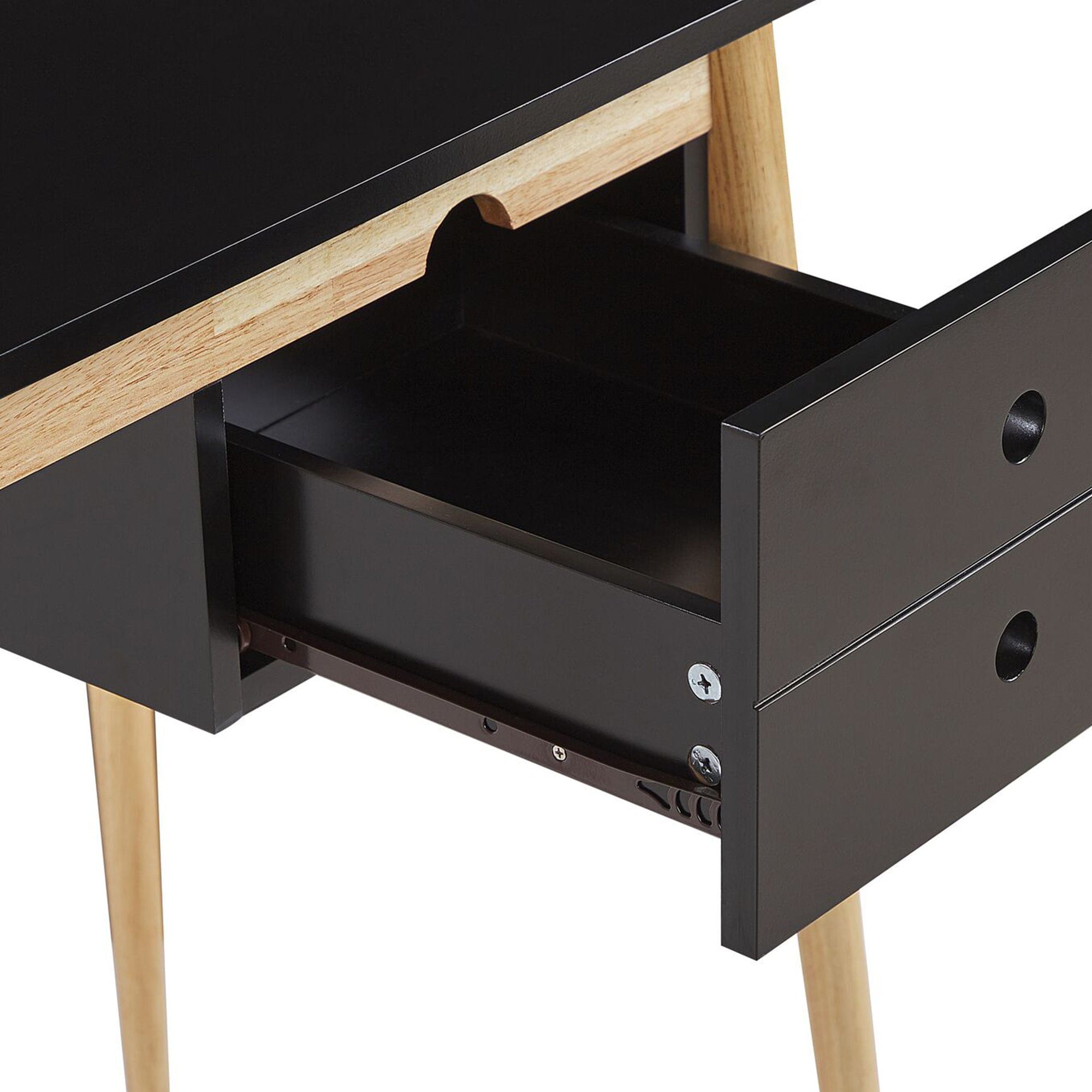 Oslo Desk with Drawer in White & Natural/Black & Natural