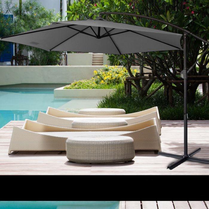 Charcoal Outdoor 3 Meter Hanging and Folding Umbrella