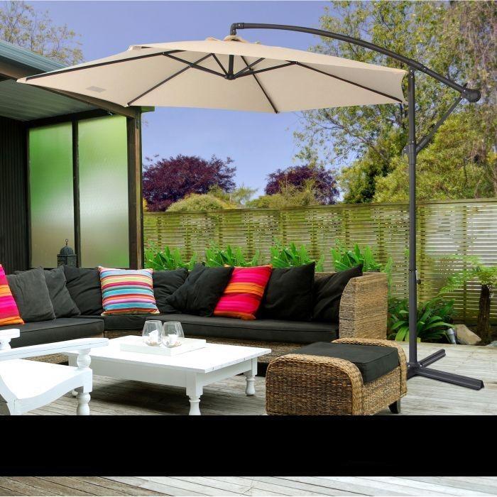 Beige Outdoor 3 Meter Hanging and Folding Umbrella