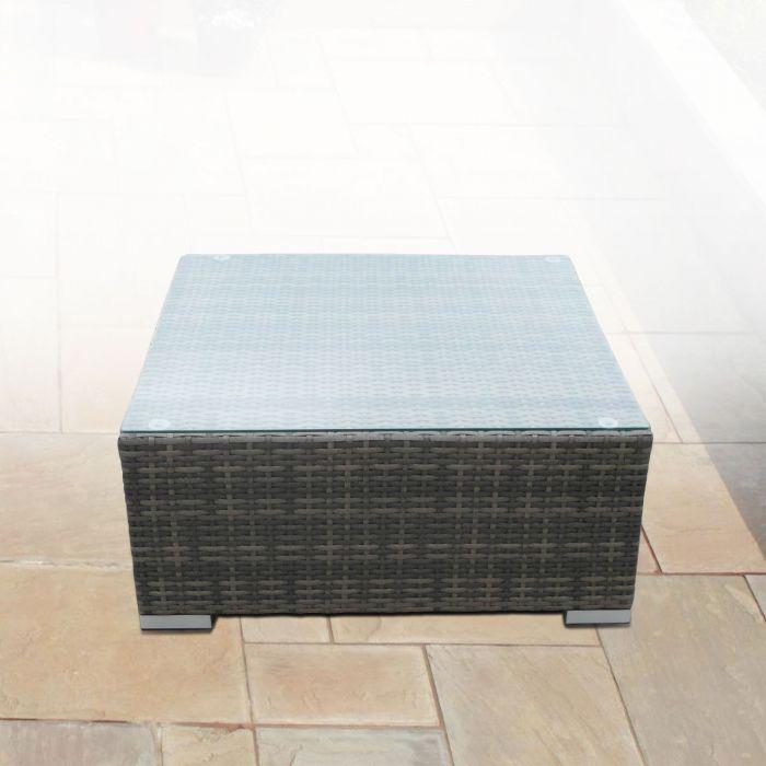 Outdoor 9 Piece Oatmeal Rattan Sofa Set - Black Coating & Grey Seats