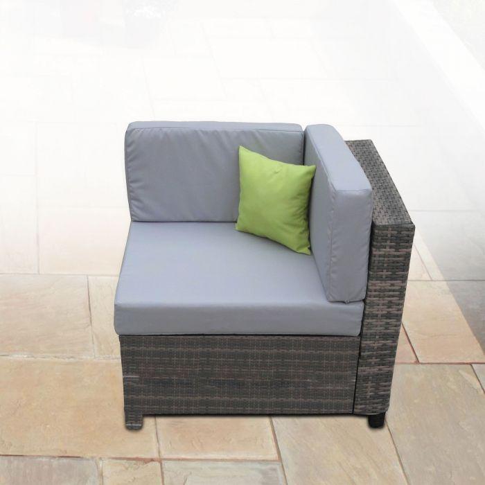 Outdoor 9 Piece Oatmeal Rattan Sofa Set - Black Coating & Grey Seats