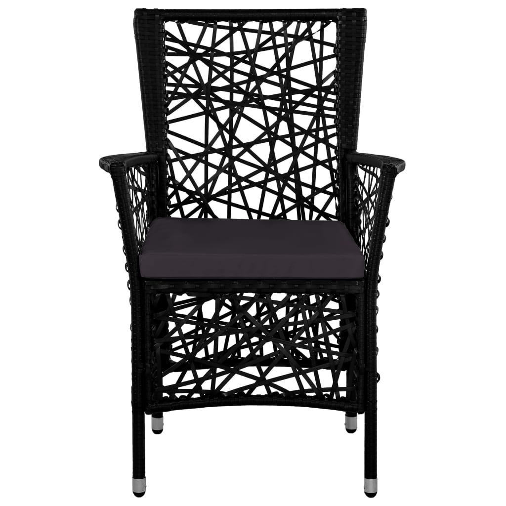 Outdoor Chairs 2 pcs with Cushions Poly Rattan Black