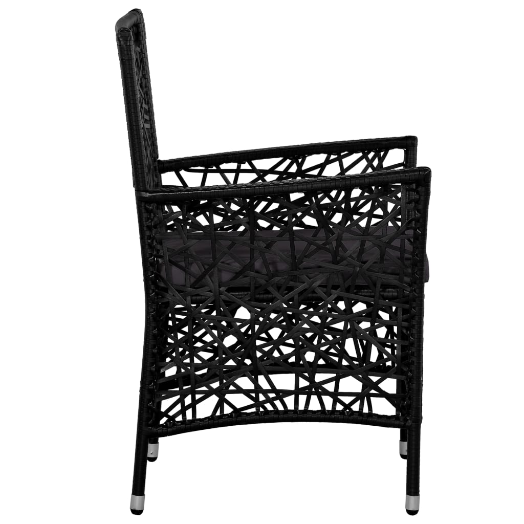 Outdoor Chairs 2 pcs with Cushions Poly Rattan Black