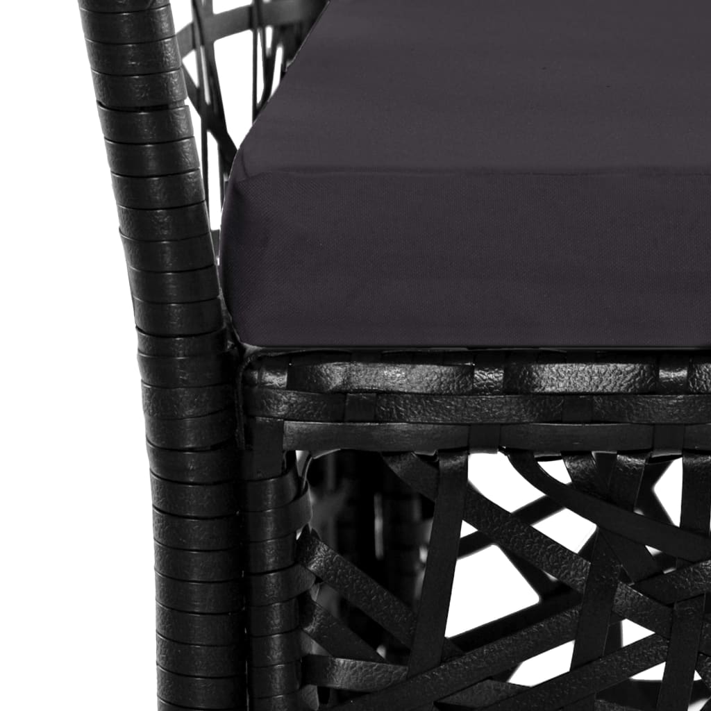 Outdoor Chairs 2 pcs with Cushions Poly Rattan Black