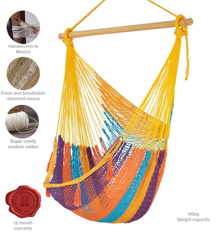 Outdoor Cotton Mexican Hammock Chair in Alegra Colour