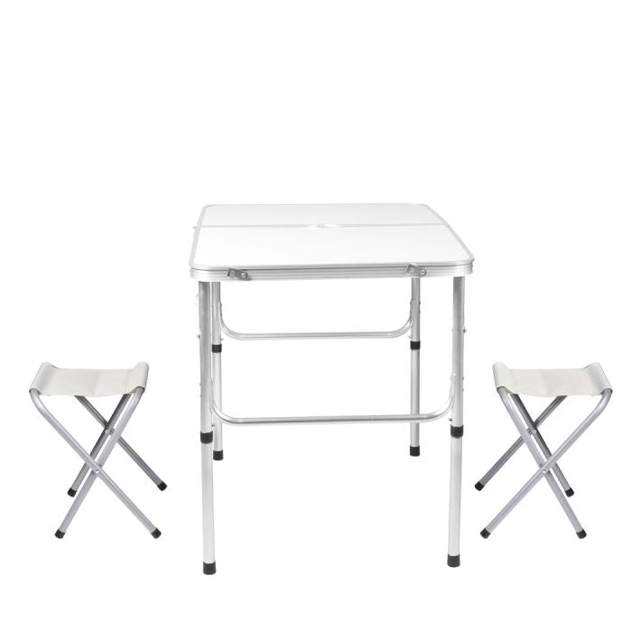 Outdoor Foldable Camping Table Chair Set-Silver