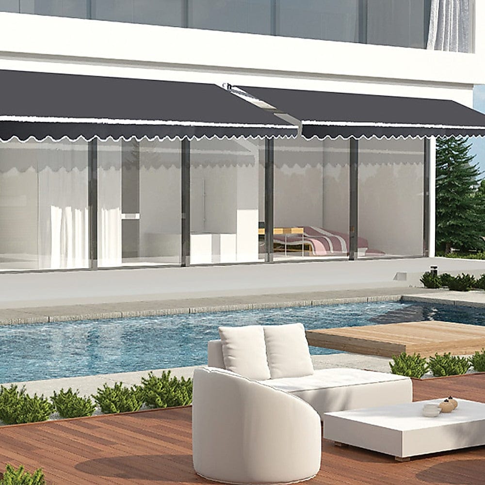 Outdoor Folding Arm Awning Retractable Sunshade Canopy Grey