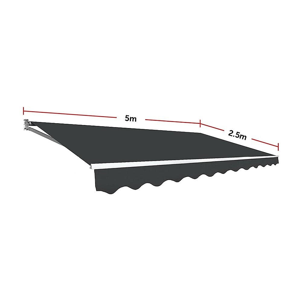 Outdoor Folding Arm Awning Retractable Sunshade Canopy Grey