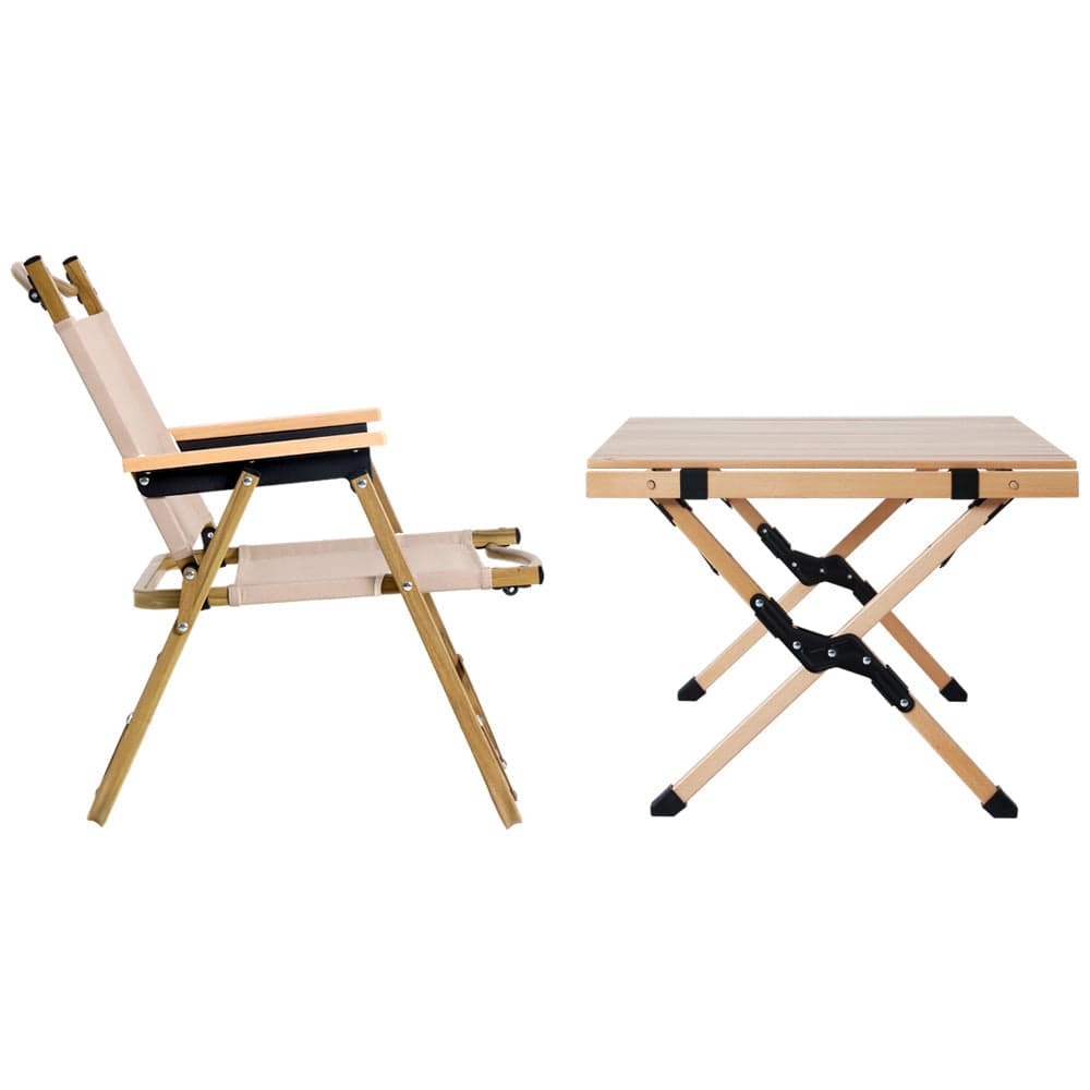 Outdoor Furniture Picnic Table And Chairs Camping Wooden Egg Roll Portable Desk