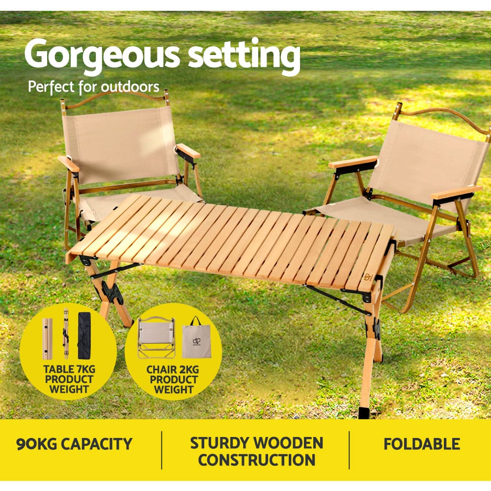 Outdoor Furniture Picnic Table And Chairs Camping Wooden Egg Roll Portable Desk