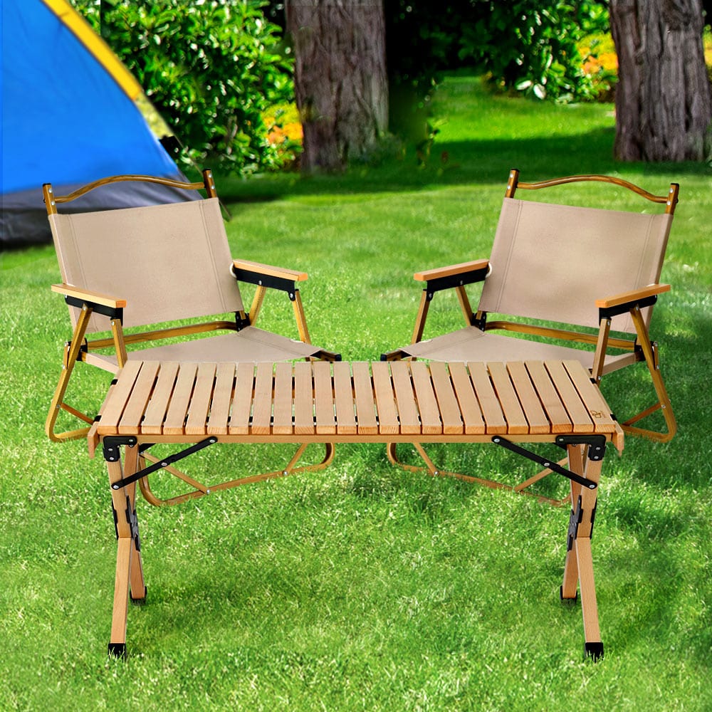 Outdoor Furniture Picnic Table And Chairs Camping Wooden Egg Roll