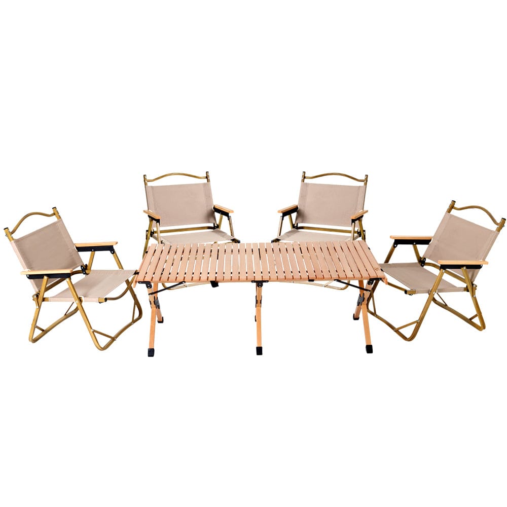 Outdoor Furniture Picnic Table And Chairs Wooden Egg Roll Camping Desk