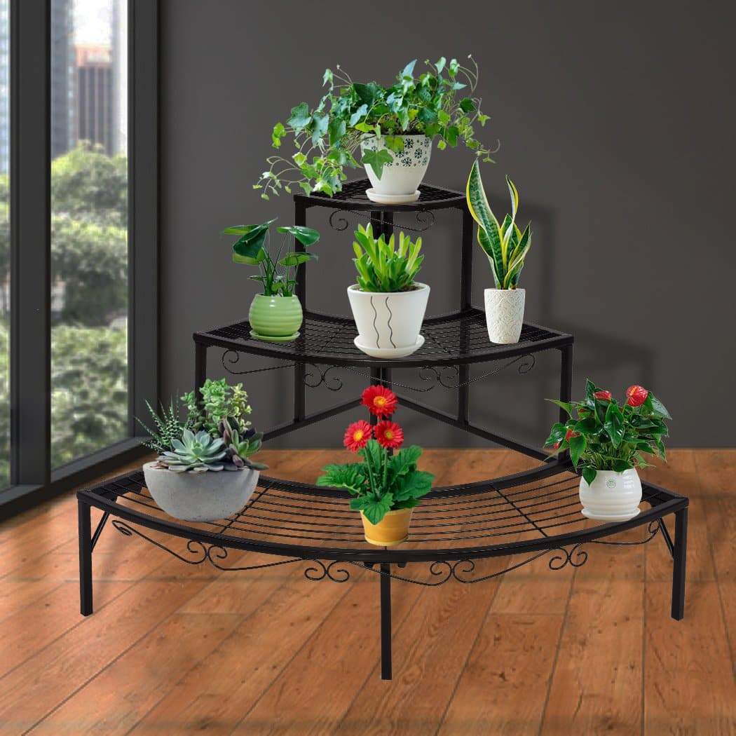 garden / agriculture Outdoor Indoor Pot Plant Stand Garden Metal 3 Tier Planter Corner Shelf
