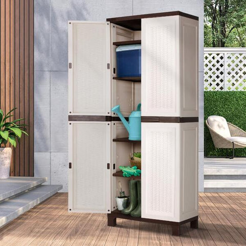 Outdoor Storage Cabinet Box Garage Cupboard Garden Adjustable Lockable