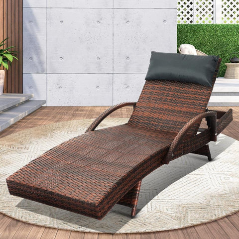 Outdoor Sun Lounger Wicker Lounge Day Bed Sofa Patios Setting Furniture