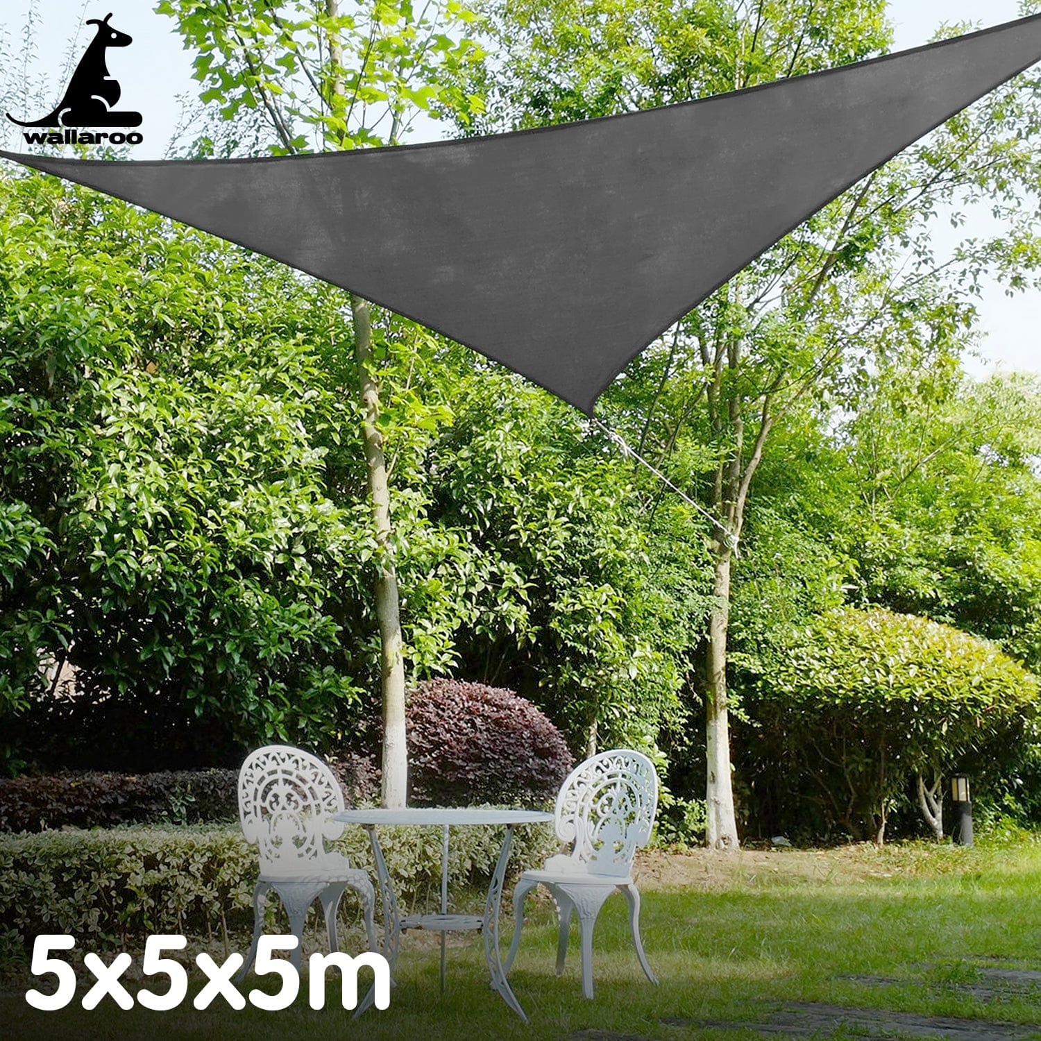 Outdoor Sun Shade Sail Canopy Grey Triangle 5M