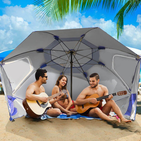 outdoor living Outdoor Umbrella Beach Umbrellas Sun Shade Weather Patio Garden Shelter 2M Blue