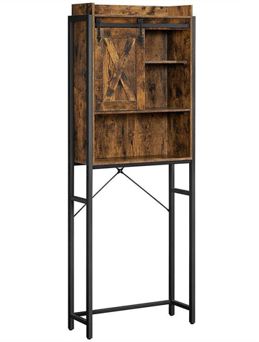 Over-The-Toilet Storage Bathroom Organiser Rack Rustic Brown And Black
