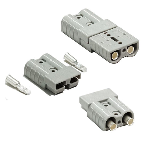 Pair Anderson Style Plug Connector 50Amp Caravan Solar 6Awg Grey Au