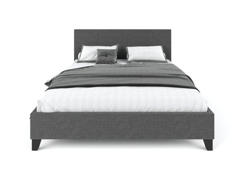 Furniture > Bedroom Pale Fabric Bed Frame - Charcoal Queen